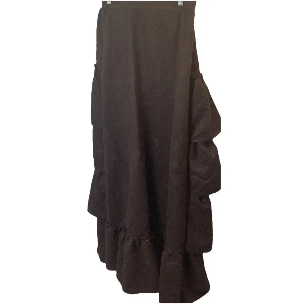 Brown Suede Sz 8 Skirt + Top Day of The Day Costume Mask Hair Clips Halloween - Picture 5 of 14